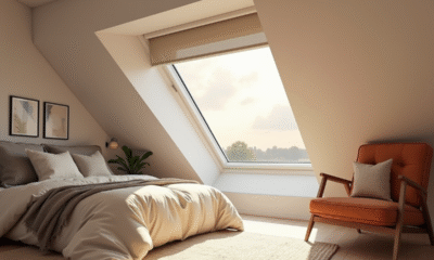 Chambre attic moderne avec Velux GGL M04 lumineuse
