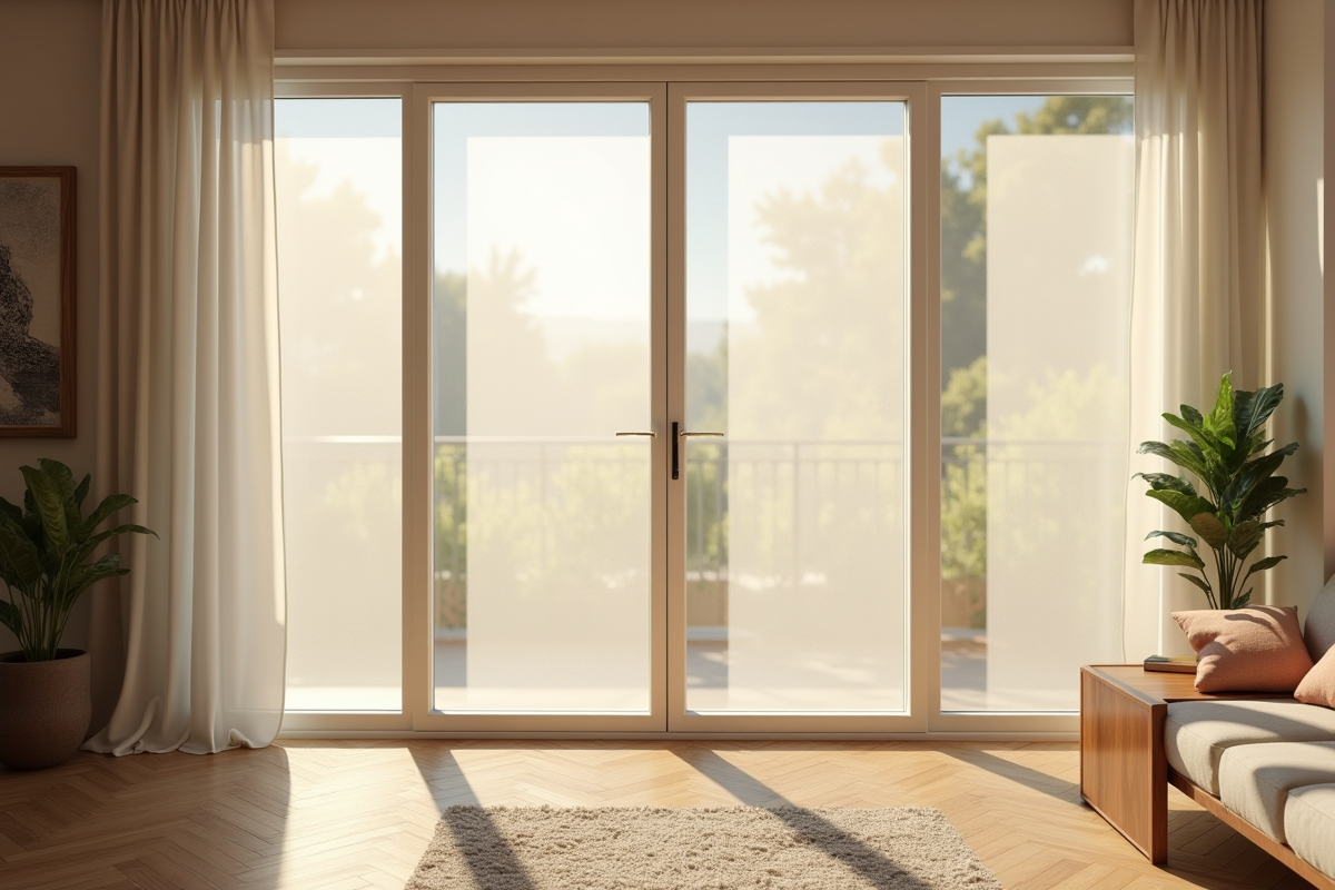 Salon lumineux avec moustiquaire sur mesure installée