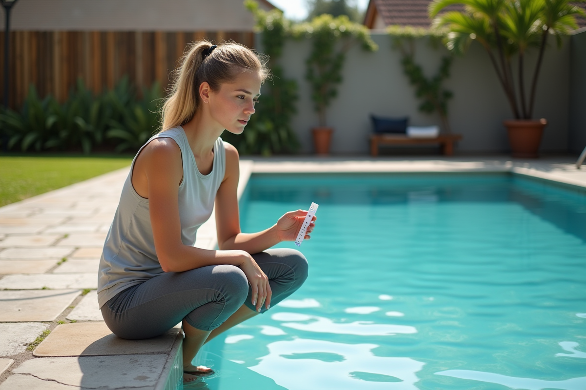 Jeune femme vérifiant le niveau de salinité d